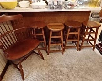 4  all wood bar stools