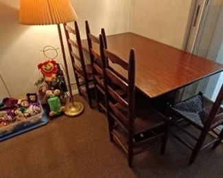 Old dining table  w/4 cane chairs