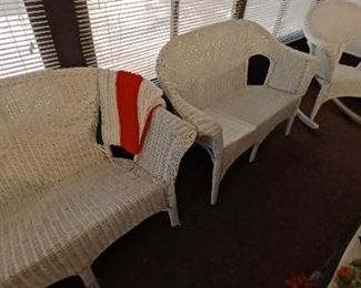 Wicker love seats and rocker