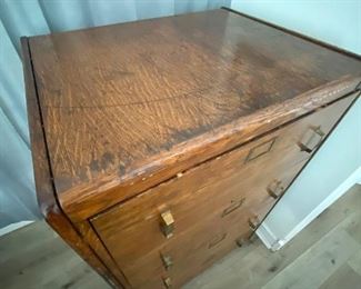 Antiques chest of drawers: 51.5” tall x 26” wide x 33.5” (originally a NY library filing cabinet) - $300
