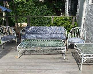 Wrought iron patio furniture set (needs upholstery) - $450