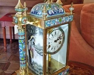 Gorgeous  enamel on brass Chinese cloisonné clock