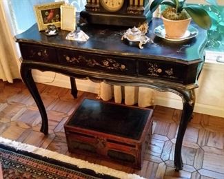 Black lacquer oriental desk
