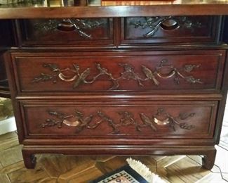A look at the carvings on the desk drawers