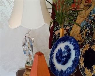 One of a pair of lamps and a Seth Thomas metronome