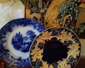 Two beautiful plates.  One is flow blue.