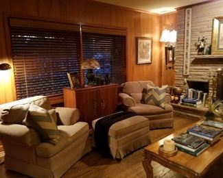 A pair of very comfortable chairs and a matching ottomon