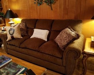 This brown sofa is like new and is about 7.5 ft. long