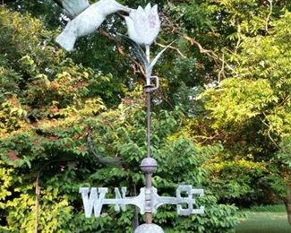 Vintage copper hummingbird weathervane  on custom stand