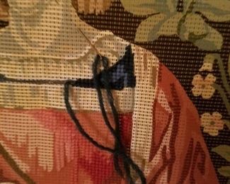 A closer look at the printed mesh and small area where the needlework was started