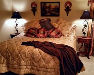 King size bed and two Lillian Russell nightstands by Davis Cabinet Co.