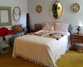 Full size bed with padded headboard