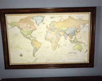 Bedroom #3/Office:  Add a little art to your office with this world map.  Including the frame, it measures 52-1/2 inches wide x 35-1/2 inches tall.