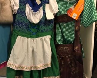 Master Bedroom-Closet:  Costumes for a German party or Halloween:  A ladies Dirndl dress and a man's "Lederhosen" outfit.