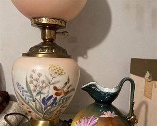 Turn of the century lamps & pitcher