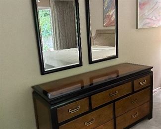 Asian inspired bedroom furniture, matching mirrors, 