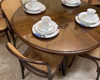 Round Wood dining table with 6 chairs Mikasa China