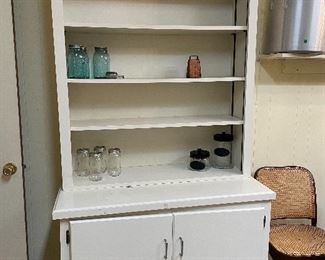 Wood cabinet with hutch