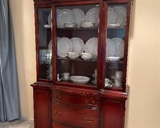 Beautiful cherry wood China can bet with vintage Fine Porcelain China Abingdon pattern.