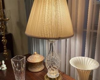 Waterford Crystal lamp, various vintage cases, decor