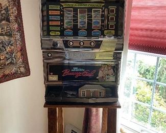 Bunny Girl Slot Machine. Working Order. On tall wooden stand