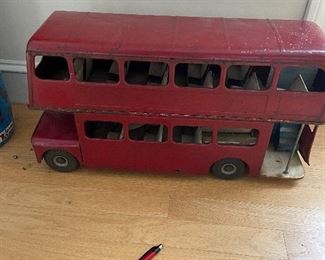 Antique English double decker bus. 20" wide approx.