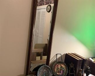 Federal style mirror can be hung or sat upon table, as displayed, upside down.  All other items on table are listed individually