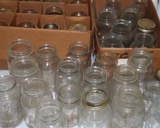 Good amount of banded clear Mason jars. 