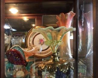 Pretty Murano, opalescent (sold) and carnival glass vase (sold)