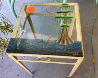 Stewart Walker original painted on glass table