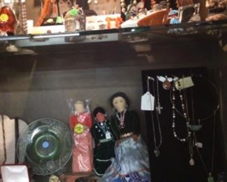 Sterling, Native American, amber, beaded items