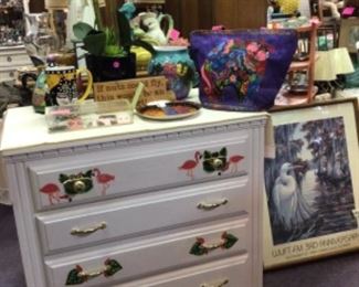 Painted chest, Laurel Burch items