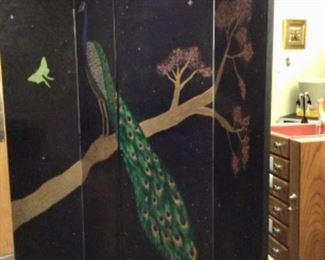 Hand painted room divider screen by Gainesville artists Victoria Zeoli and Stewart Walker