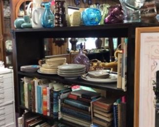 Books, mid century glass & porcelain