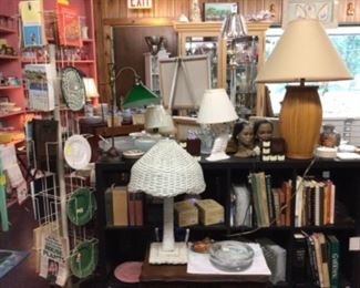 Books, majolica, mid century items