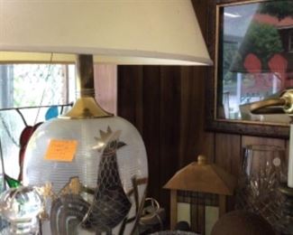 Eames era Frederick cooper style lamp, cut and pressed glass,