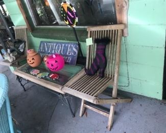 Halloween, coffee table, gardeners Eden pair chairs, squirrel yard statues