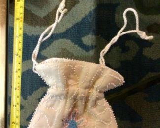 Old beaded drawstring purse