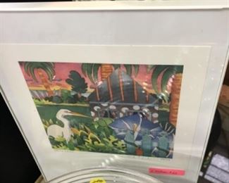 E. Nelson signed print, Manhattan glass