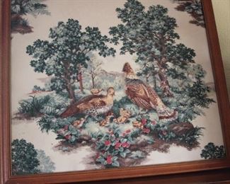 Three D quilted grouse scene.