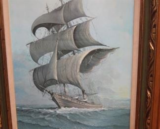 Sailing ship oil painting.