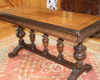 Parsons table with side extension pullouts.