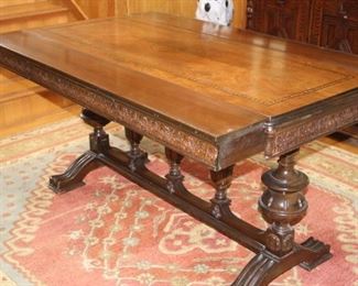 Parsons table with side extension pullouts.