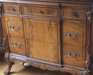Beautiful burl wood high boy chest.