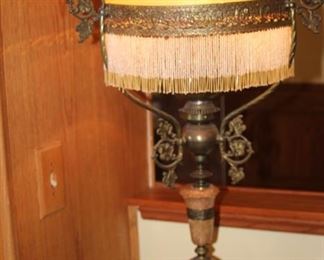 Beautiful beaded fringe hand painted table lamp.