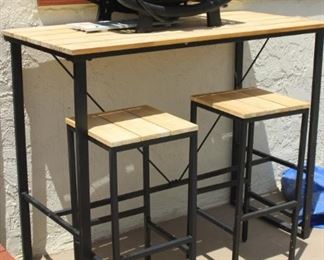 Bar table and two stools.