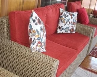 Like new Pier 1 Imports resin loveseat and two armchairs.