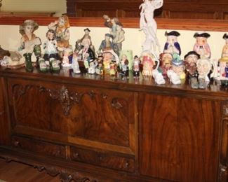 Ceramic and porcelain figures, Toby jugs and Dickens character jugs.