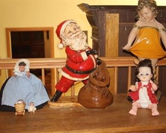 Vintage Christmas and old dolls.