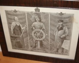 Black and white sketch of three sailors.